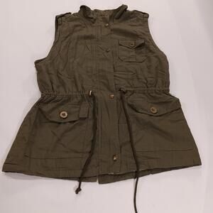 C'ESTTOI GV1087 Women's Girls/Women's Green Cotton Blend Sherpa Vest Size Medium